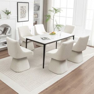 SEYNAR Modern Velvet 360 Degree Swivel Armless Dining chair Set of 6 - 1 of 4