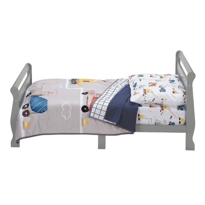 Navy and Gray Microfiber Construction Toddler Quilt Set