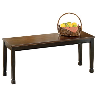 Transitional Black and Brown Wood Dining Bench