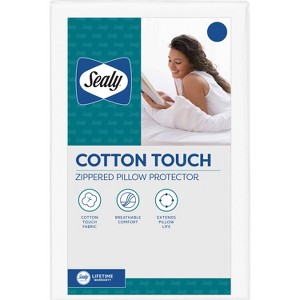 Sealy Jumbo Cotton Touch Pillow Protector: Zippered, Woven Fabric, Machine Washable, Tumble Dry, 65% Cotton 35% Polyester - 1 of 4