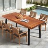 VINGLI 6-Person Indoor Outdoor Wood Dining Table, Natural Wood Tabletop with Powder-Coated Steel Legs, 350lb Capacity, 69" L x 32" W x 30" H - 2 of 4