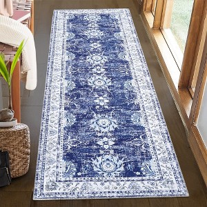 Vintage Persian Area Rug Farmhouse Floral Machine Washable Rug, Stain Resistant Non-Slip - 1 of 4