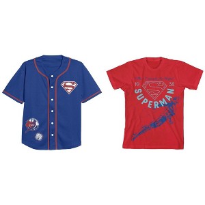 Superman 1938 2-Pack Button-down Shirt and Crew Neck Short Sleeve T-shirt Set - 1 of 4