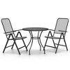 vidaXL 3-Piece Outdoor Patio Dining Set - Expanded Metal Mesh, E-Coating Finish, Reclining Chairs, Foldable for Storage, Anthracite Color - 3 of 4