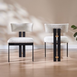 A Set Of 2 Armless Dining Chair-Sturdy Iron Frame, Comfortable Cushion, Easy Assembly, Perfect for Home & Restaurant Use-Morden Fort - 1 of 4