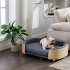 Bulldog Large Dog Beds With Removable Washable Cover, Velvet Cushion With Solid Wood legs and Bent Wood Back-The Pop Home - 4 of 4