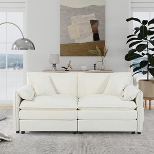 ORRD Oversized Chenille Loveseat Sofa, Modern Deep Seat 2-Seater Cloud Couch for Living Room, Bedroom & Apartment, White - 1 of 4