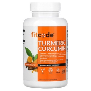 fitcode Turmeric Curcumin, 1,500 mg, 90 Veggie Capsules (500 mg per Capsule) - 1 of 2