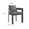 Modway  Tahoe Outdoor Patio Powder-Coated Aluminum Fabric Dining Chair in Gray Charcoal -Patio Metal Dining Chair with Cushions Modern Outdoor Seating - 3 of 4