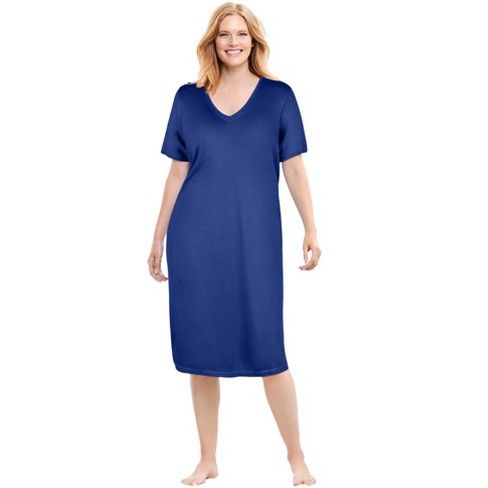 Dreams & Co. Women's Plus Size Short T-shirt Lounger - 5x, Blue : Target