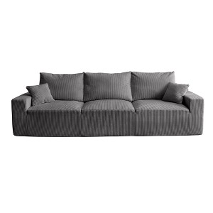 3-Seater Corduroy No-Assembly Sofa with Self-Expanding Design and Modular L/U-Shape Configuration - 1 of 4