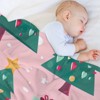 FIONECA Sweet Christmas Blanket with Heart Decorated Tree and Gift Box Pattern Pink Background 30x40 inches - 4 of 4