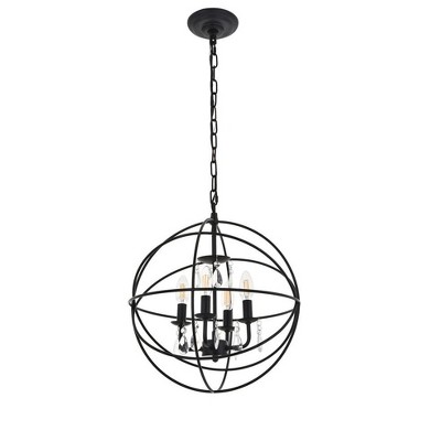 Elegant Wallace 4-Light Crystal Sphere Pendant in Matte Black