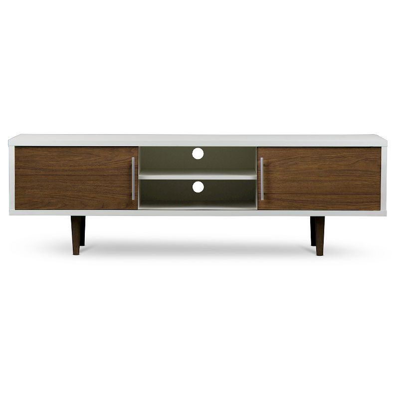 Gemini Wood Contemporary TV Stand for TVs up to Walnut/White 66&#34; - Baxton Studio, 3 of 6