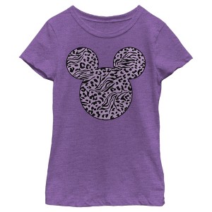 Girl's Disney Mickey Mouse Animal Print Silhouette T-Shirt - 1 of 4