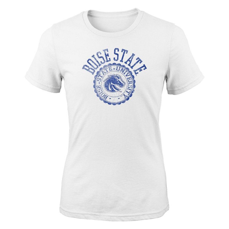 NCAA Boise State Broncos Girls&#39; White Crew T-Shirt, 1 of 2