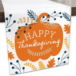 Big Dot of Happiness Happy Thanksgiving - Fall Harvest Party Dining Tabletop Decor - Cloth Table Runner - 13 x 70 inches