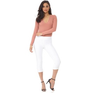 Rekucci Women's Ease into Comfort Slimming Capri with Zipper Detail - White, 4 - 1 of 4