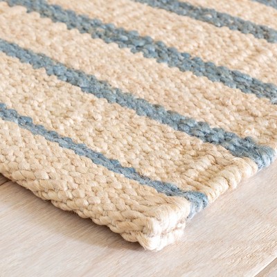 Swedish Blue Stripe Handmade Wool 10' x 14' Area Rug