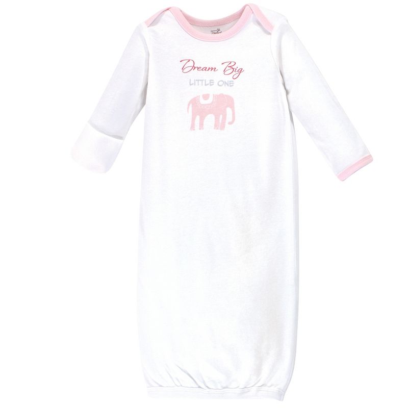 Touched by Nature Baby Girl Organic Cotton Long-Sleeve Gowns 3pk, Elephant, 5 of 6