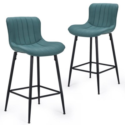 FURNIinspire Dining Chair, Counter Height Bar Stools Set of 2, Modern Barstool Counter Chairs for Dining Room, Green, 19.3"*15.7"*36"