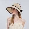 Anna-Kaci Womens Roll Up Straw Sun Visor Wide Brim Bow Detail Adjustable UV Protection Packable Summer Hat - 2 of 4