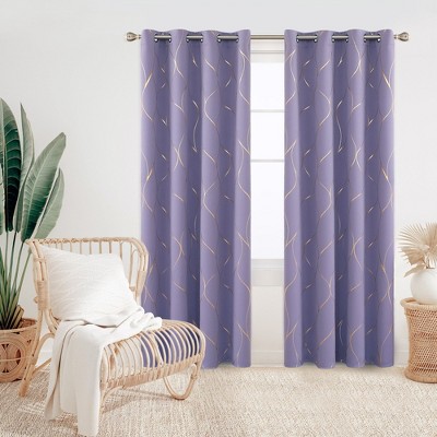 Deconovo Gold Line 52 Width Curtain Panel Pair (2 Panel)