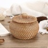 BRINJOY 4.7" Round Woven Rattan Box with Lid - Mini Handmade Storage Basket for Keys, Snacks, Bread, Home Decor (4.7x3.3 inch) - 4 of 4
