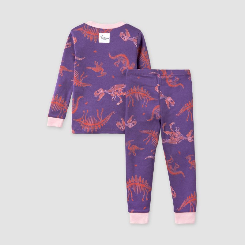 Burt&#39;s Bees Baby&#174; Baby Girls&#39; Snug Fit Dinosaur Fossils Pajama Set - Pink/Purple, 3 of 6