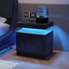 LED Bedside Table with Drawers, Modern Nightstand with Adjustable Light Strip, 2-Drawer Night Table for Bedroom, Living Room, Office, Black & Gold - 2 of 4