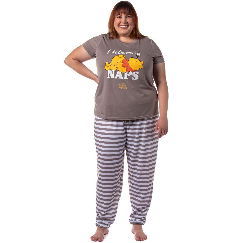 Disney Winnie-the-Pooh Women's I Believe In Naps Jogger Sleep Pajama Set Grey, 5 of 7