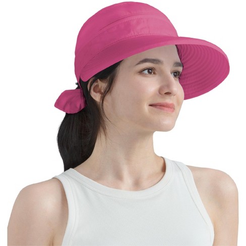 Sun Cube Women Sun Hat For Outdoor Uv Protection, Wide Brim Sun Hat  Ponytail, Convertible Zip-off Beach Hat Visor (rose) : Target