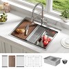 30" x 18" x 9" Built-in Kitchen Sink Stainless Steel Single Bowl Sink (with Accessories) and Pull-Down Faucet Modern Countertop Work Sink - 2 of 4