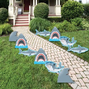 Big Dot of Happiness Shark Zone - Shark and Fin Lawn Decor - Outdoor Jawsome Party or Birthday Party Yard Decorations - 10 Piece - 1 of 4