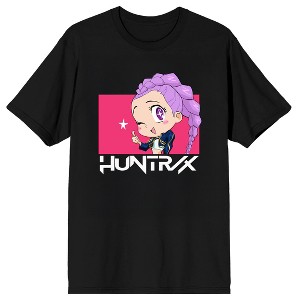 KPop Demon Hunters Huntrix Rumi Sparkle Wink on Black Short Sleeve Adult T Shirt - 1 of 4