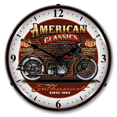 Collectable Sign & Clock | American Classic Bike LED Wall Clock Retro/Vintage, Lighted