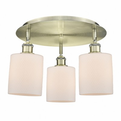 Cobbleskill - 3 Light Flush Mount In Art Deco Style-9.63 Inches Tall and 17.75 Inches Wide