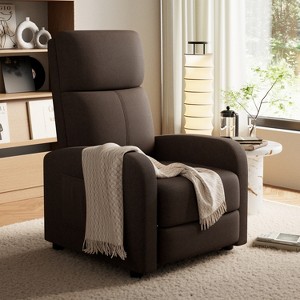 Manual Recliner Chair for Adults,Linen Fabric Upholstered Chair with High Backrest,Retractable Footrest& SidePocket, for Nursery Bedroom Living Room - 1 of 4