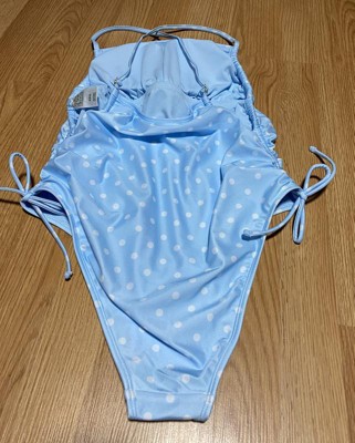 Women's Side-Cinch Detail Extra High Leg Cheeky One Piece Swimsuit - Wild  Fable™ Blue XXS
