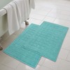 Cotton Solid Absorbent Thick Checkered Grid Washable Bath Mats, Set of 2 by Blue Nile Mills - 2 of 4