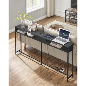 55.1" Skinny Console Table - Features Charging Station, Shelves. Ideal for Hallway, Behind Couch in Living Room - 1 of 4