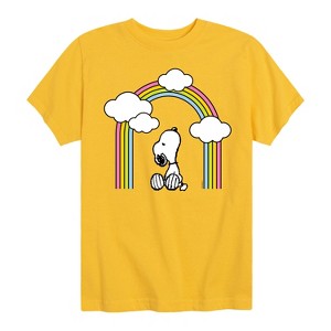 Boys' - Peanuts - Snoopy Looking Up Rainbow Short Sleeve Graphic T-Shirt - 1 of 4