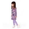 Deux par Deux Girl Organic Cotton Jersey Leggings Purple Gray with Floral Detail - 3 of 4