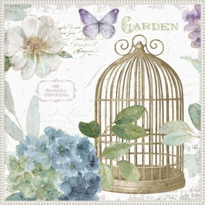 Amanti Art Rainbow Seeds Floral Birdcage III v2 by Lisa Audit Framed Canvas Wall Art - 1 of 4