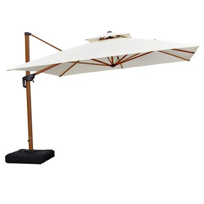 PURPLE LEAF Patio Umbrella with Base Outdoor Square Large Cantilever Umbrella Windproof Offset Heavy Duty Umbrella for Garden Deck Pool