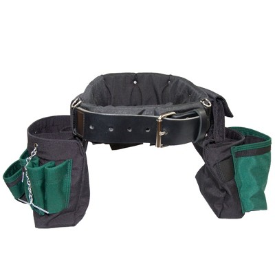 Boulder Bag Ultimate Comfort Combo ULT104 Electrician's Tool Belt with Leather Tipped Buckle, Medium Waist 31-35 Inch, 13 Slots, 19 Pockets, Green