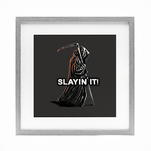 Stupell Industries Slayin' It Grim Reaper Framed Print Under Glass Art, Gray, 16" x 16" - 1 of 4