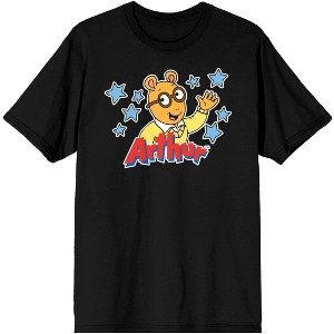 A-Read Character Arthur Cartoon Men's Black Short Sleeve Graphic Tee - 1 of 3