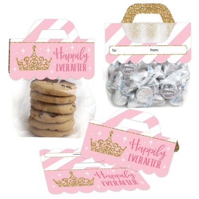 Big Dot of Happiness Little Princess Crown Pink & Gold Princess Baby Shower or Birthday Party Clear Goodie Favor Labels Candy Bags with Toppers 24 Ct