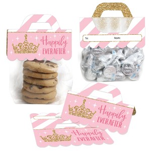 Big Dot of Happiness Little Princess Crown Pink & Gold Princess Baby Shower or Birthday Party Clear Goodie Favor Labels Candy Bags with Toppers 24 Ct - 1 of 4